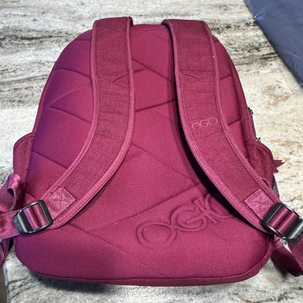 OGIO Backpack USA BMX Embroidered Maroon Burgundy Laptop Bag Sporty Travel Bag